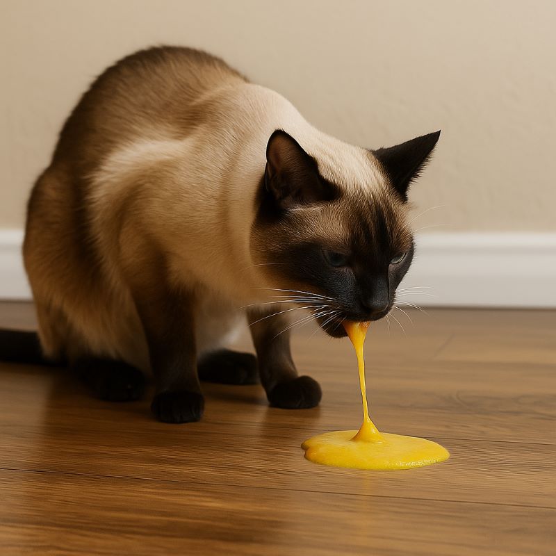gato vomitando amarelo